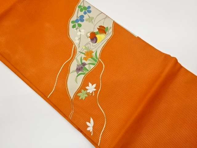 JAPANESE KIMONO / ROSE KINKOMA EMBROIDERY / KIRIMETAME-KAZE HAGI / IRI